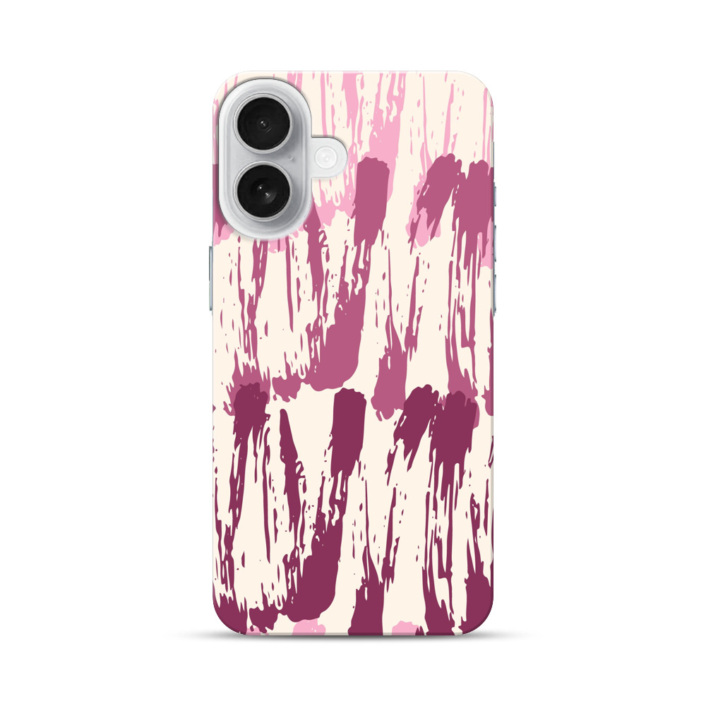 ピンクの抽象ブラシストローク模様 iPhone 17オリジナルハードケース