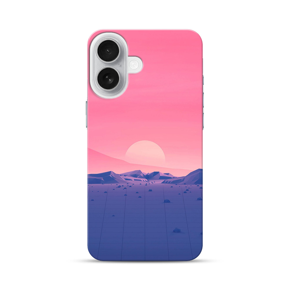 ピンク夕焼けの山景色 iPhone 17オリジナルハードケース