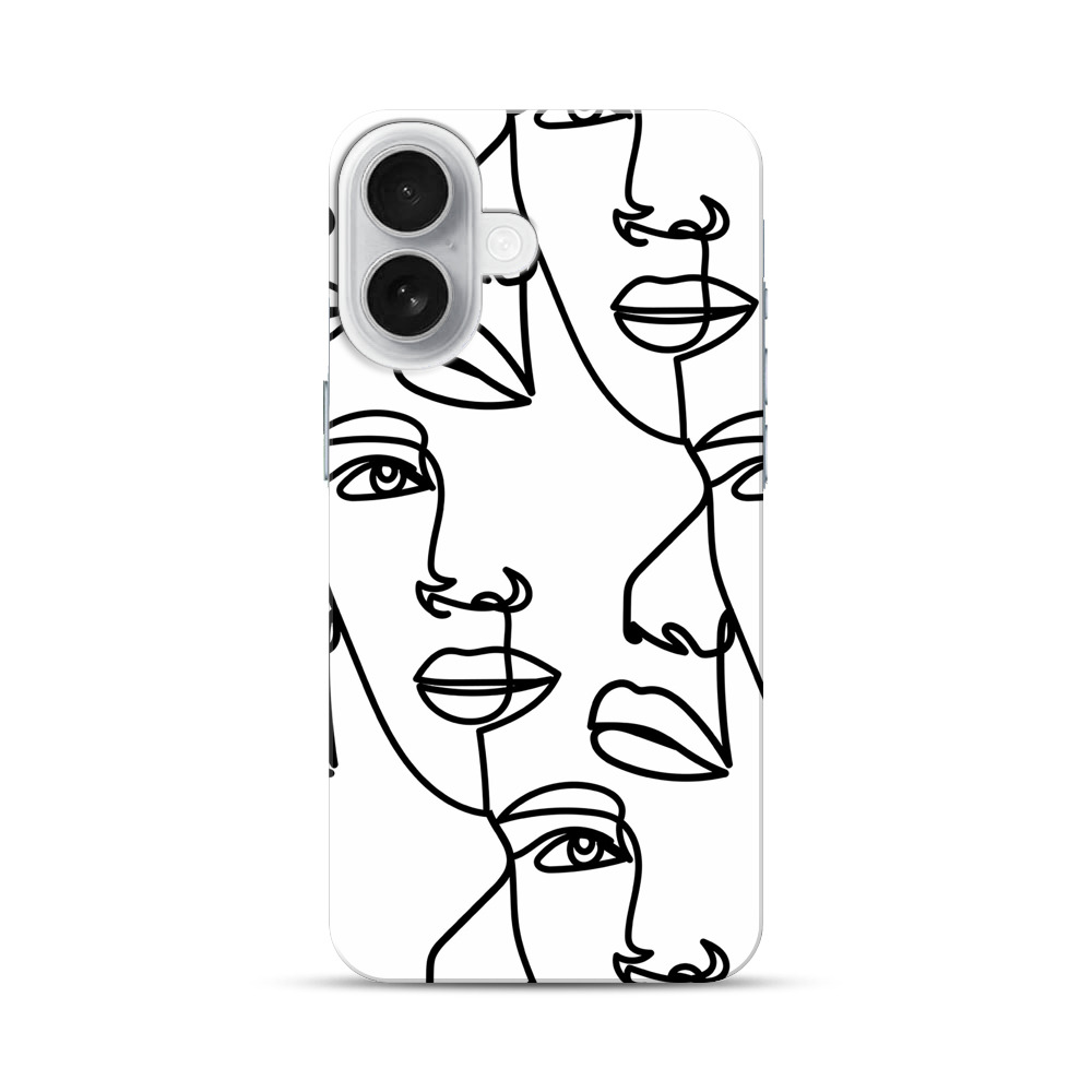 連続した顔の抽象イラスト iPhone 17オリジナルハードケース