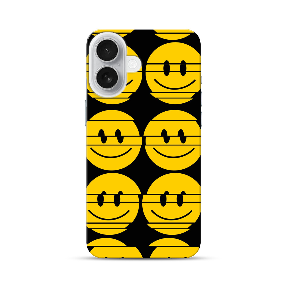 レトロなスマイリーフェイスのパターン iPhone 17オリジナルハードケース