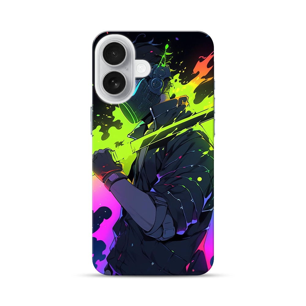 ネオン戦士の刀 iPhone 17オリジナルハードケース