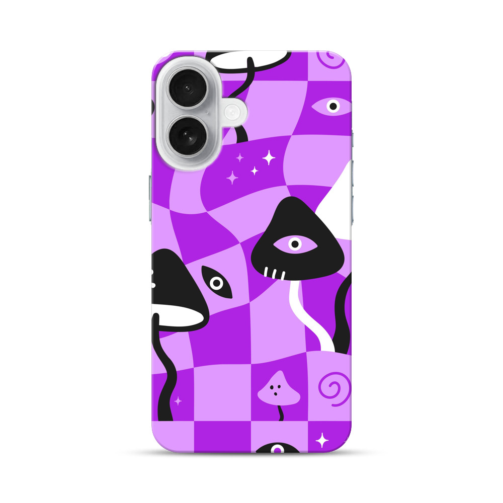 サイケデリックなキノコパターン iPhone 17オリジナルハードケース