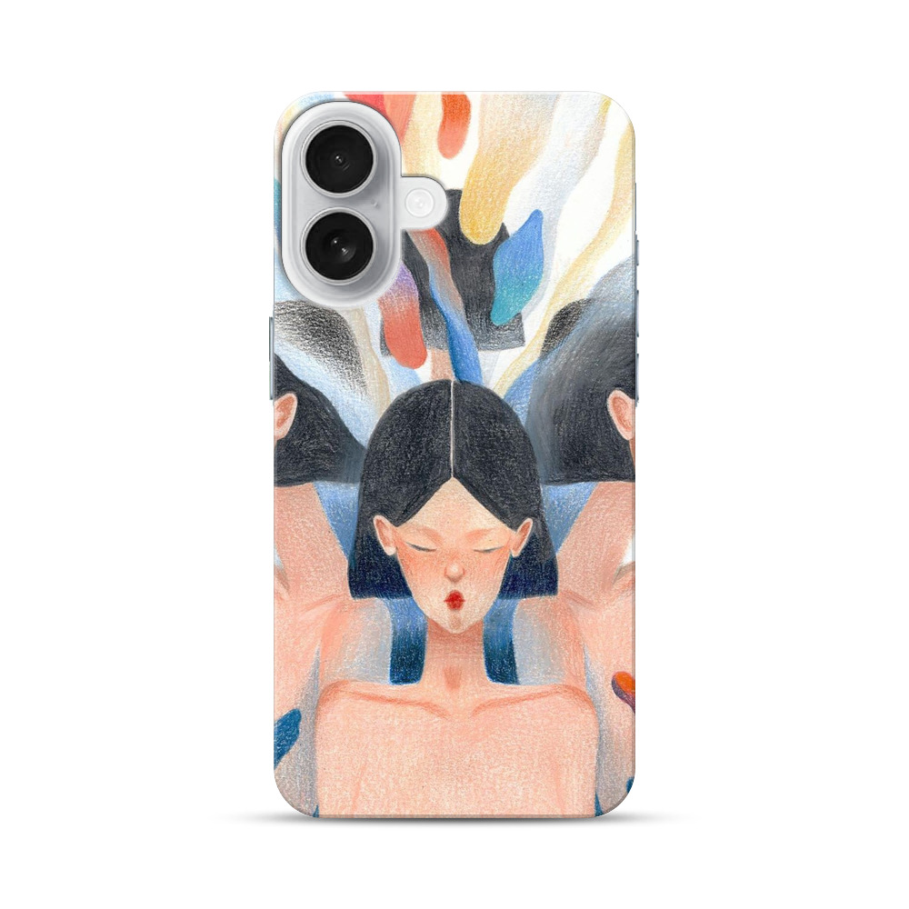 三面の女性と色彩の広がり iPhone 17オリジナルハードケース