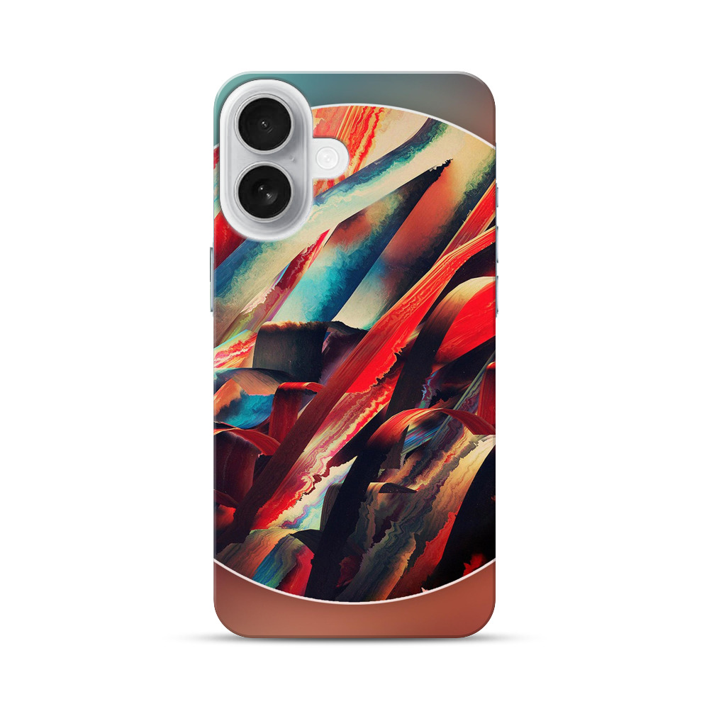 鮮やかな赤青抽象アート iPhone 17オリジナルハードケース