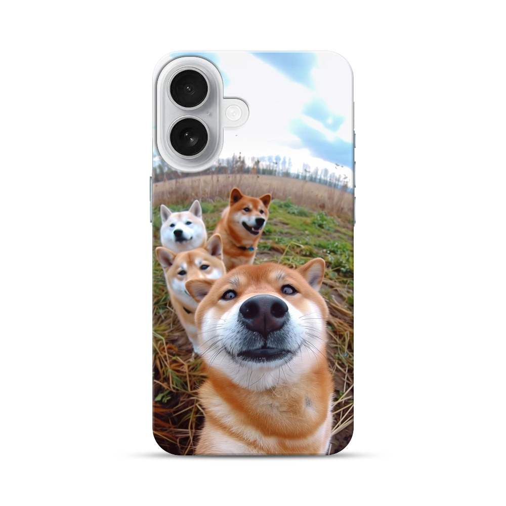 柴犬四匹集合 iPhone 17オリジナルハードケース
