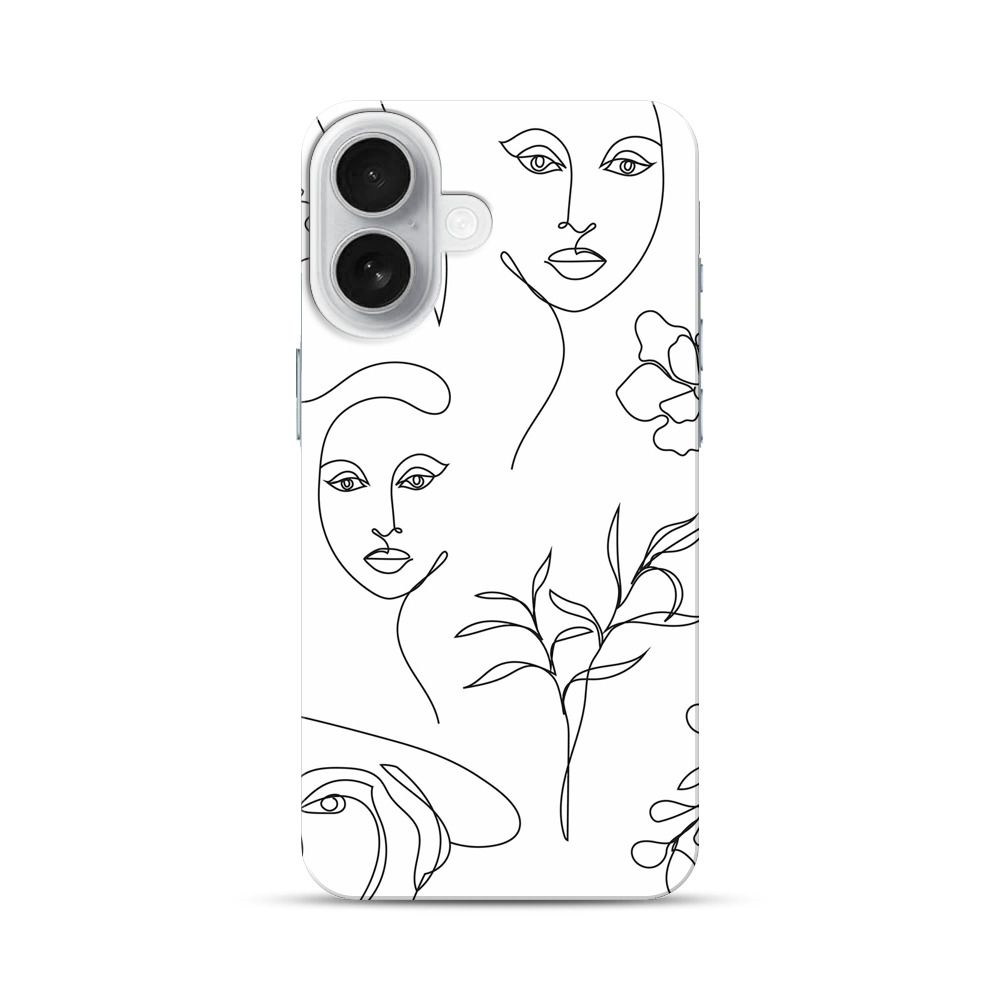 シンプルな線描画の女性と植物 iPhone 17オリジナルハードケース
