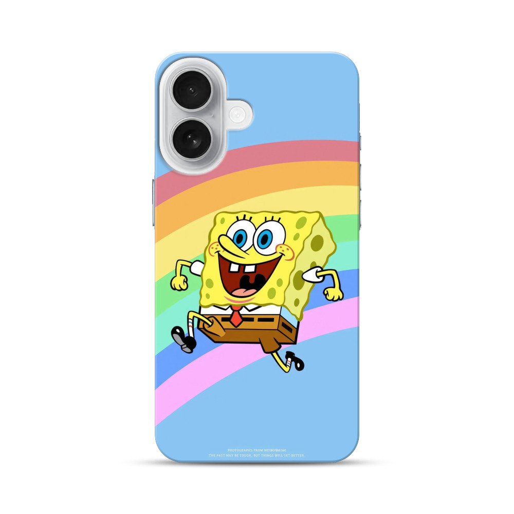 虹と元気なスポンジボブ iPhone 17オリジナルハードケース