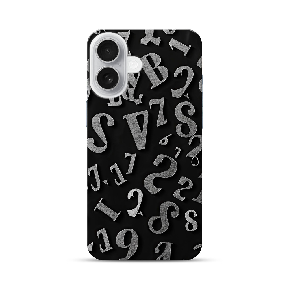 数字と英字のモノクロ iPhone 17オリジナルハードケース