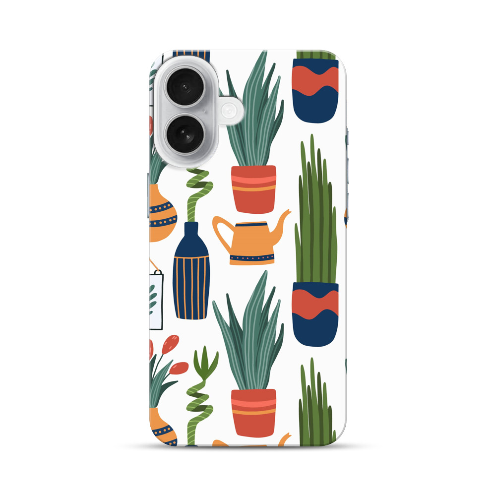 多肉植物と花のパターン iPhone 17オリジナルハードケース