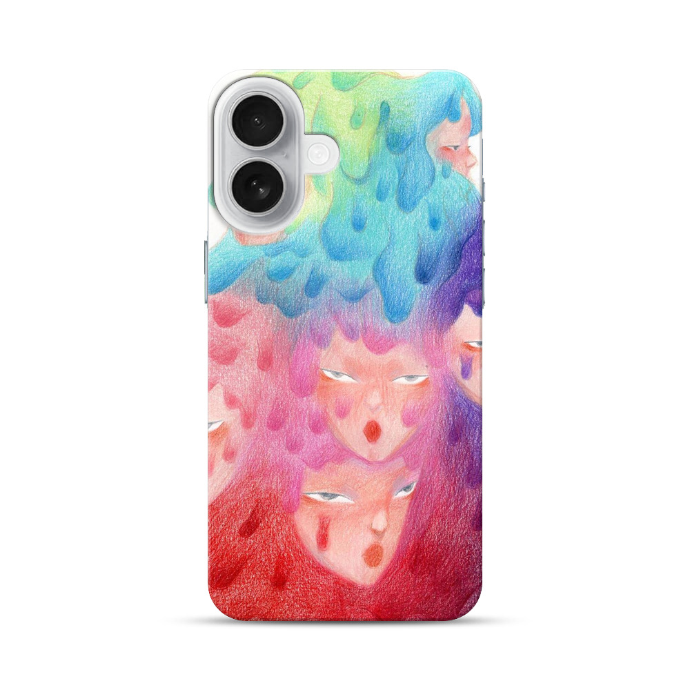 溶けるような多色の顔群 iPhone 17オリジナルハードケース