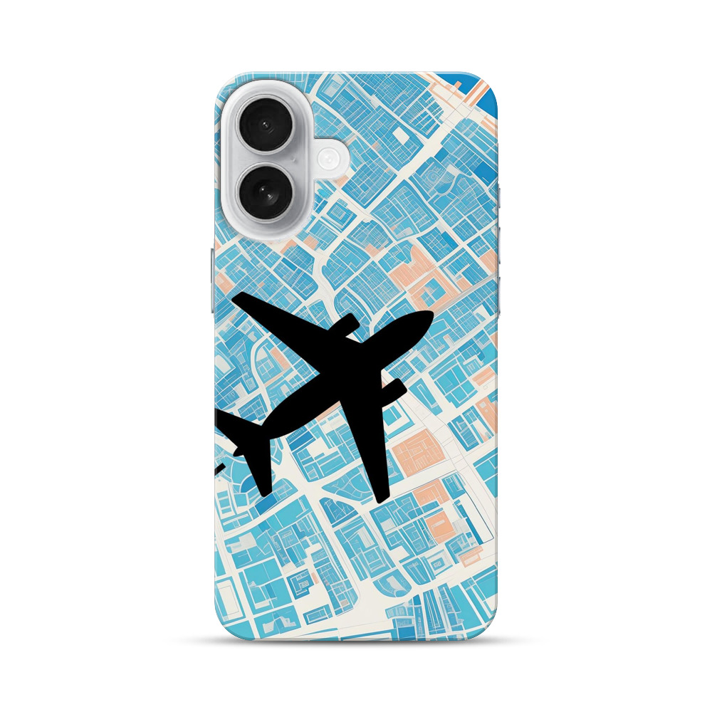 都市地図と飛行機 iPhone 17オリジナルハードケース