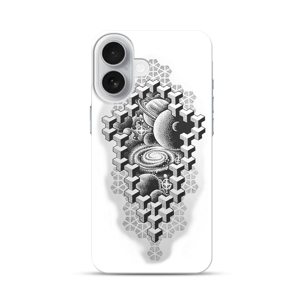 宇宙と惑星の幾何学模様 iPhone 17オリジナルハードケース