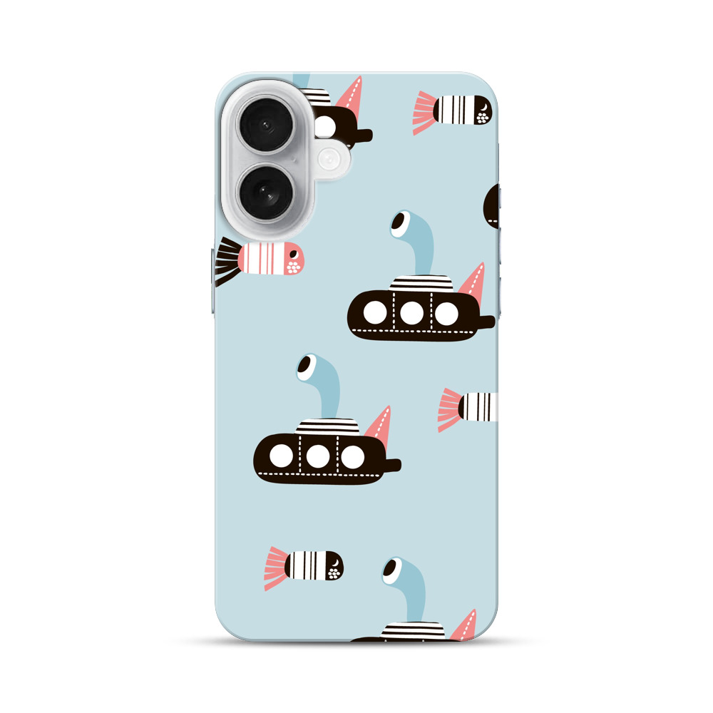 海の中の潜水艦と魚 iPhone 17オリジナルハードケース