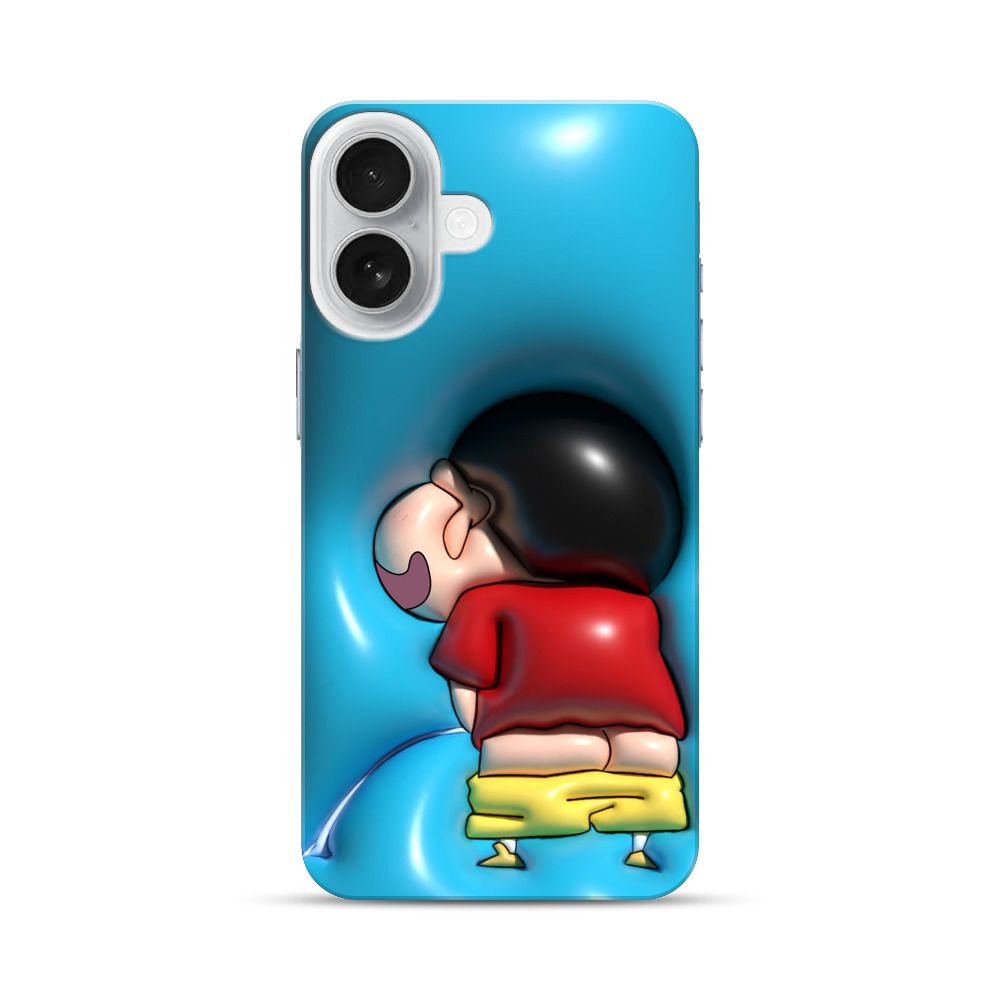 うずくまるキャラクター iPhone 17オリジナルハードケース