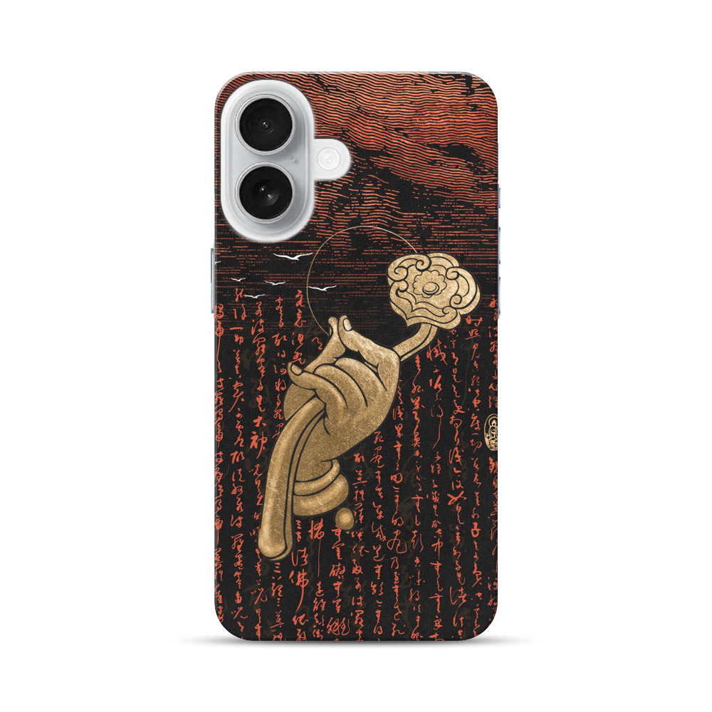 和風手と花の浮世絵 iPhone 17オリジナルハードケース