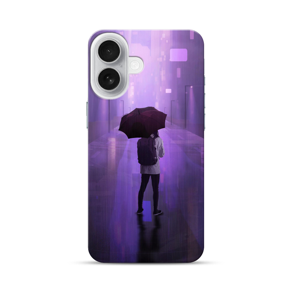 夜の雨と傘の人 iPhone 17オリジナルハードケース