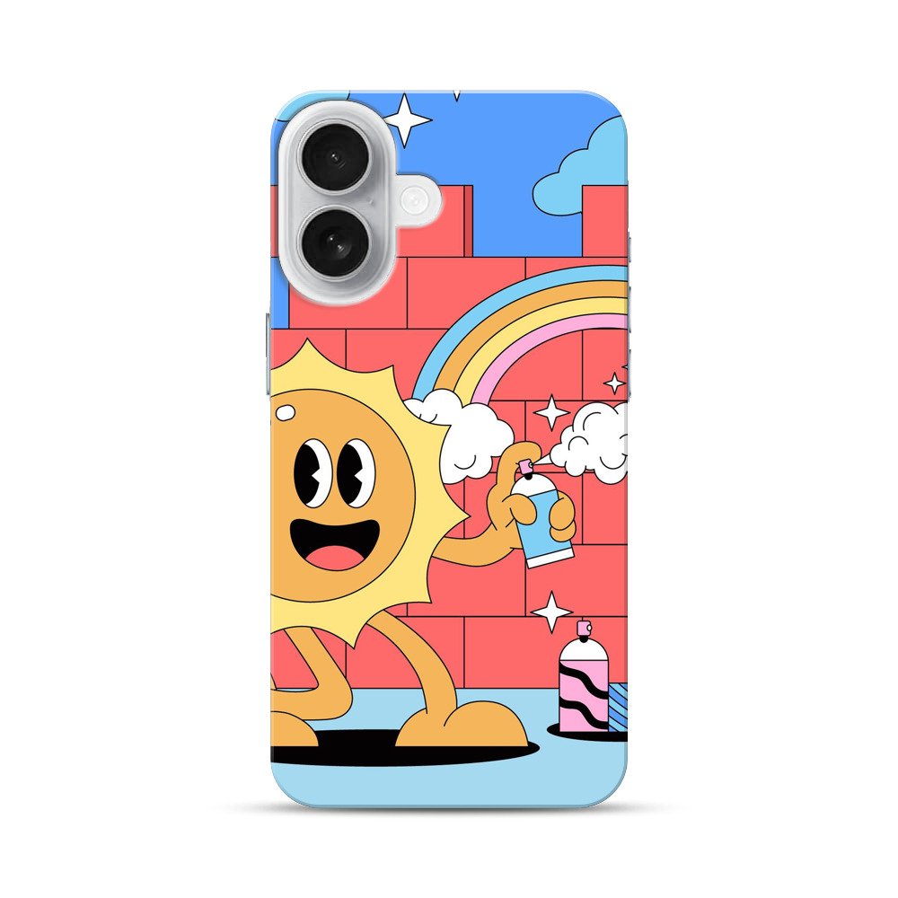 陽気な太陽と虹 iPhone 17オリジナルハードケース