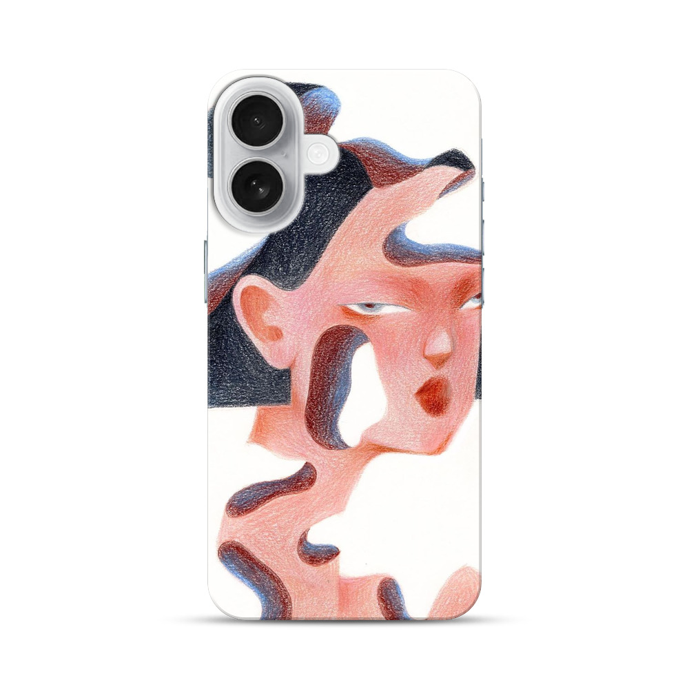 歪んだ顔の抽象画 iPhone 17オリジナルハードケース