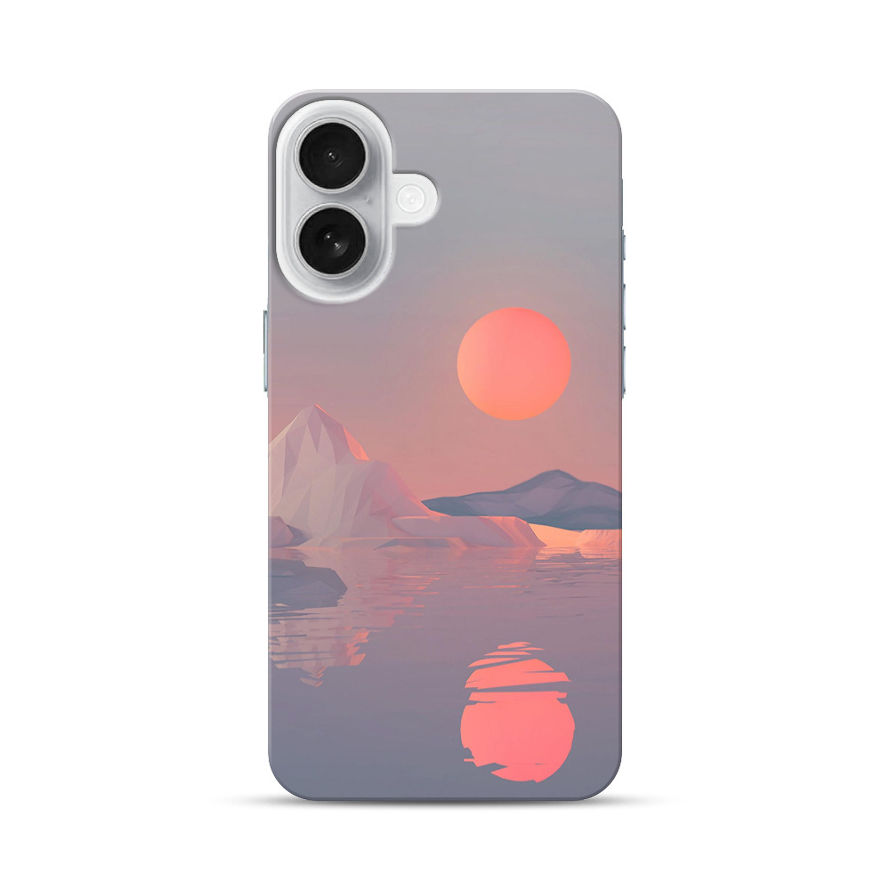 夕日と山と水面の風景 iPhone 17オリジナルハードケース