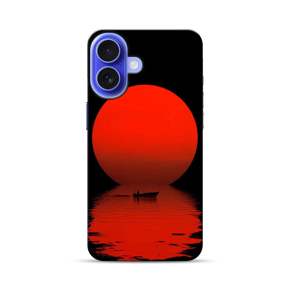 赤い太陽とボート iPhone 17オリジナル耐衝撃ケース