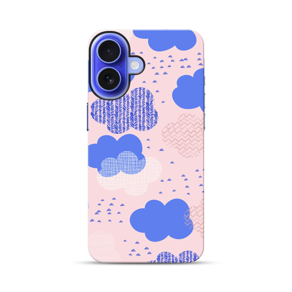 青とピンクの雲パターン iPhone 17オリジナル耐衝撃ケース