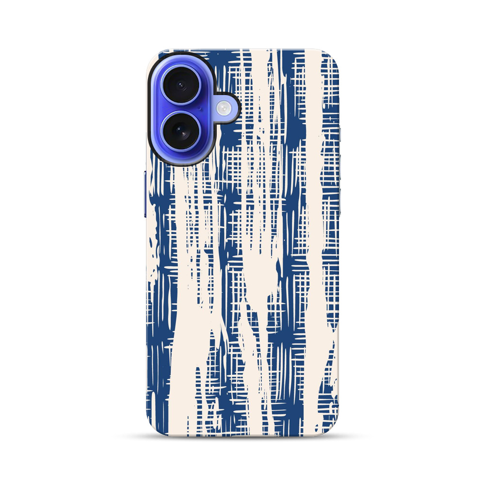 青と白の抽象パターン iPhone 17オリジナル耐衝撃ケース