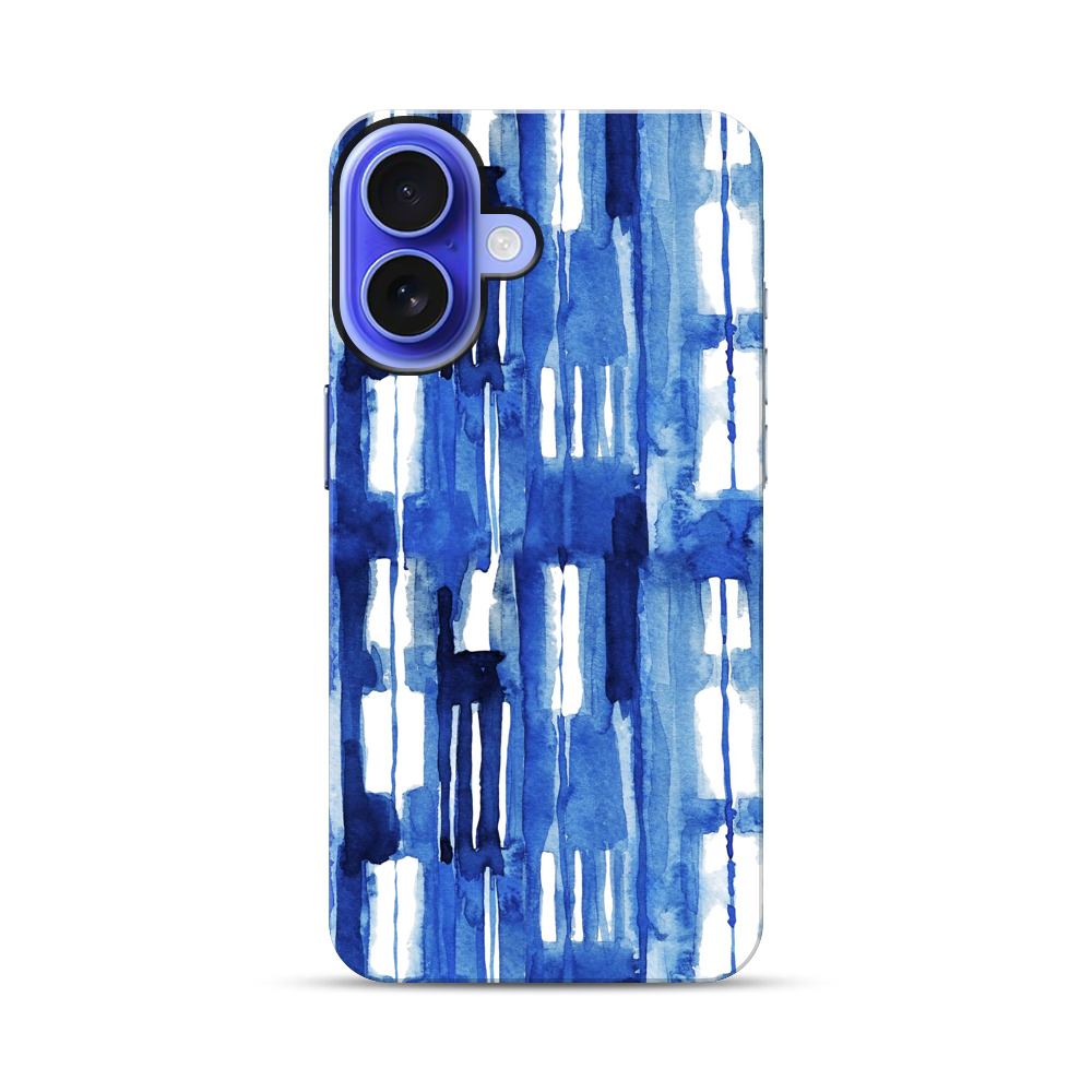 青い水彩のパターン iPhone 17オリジナル耐衝撃ケース