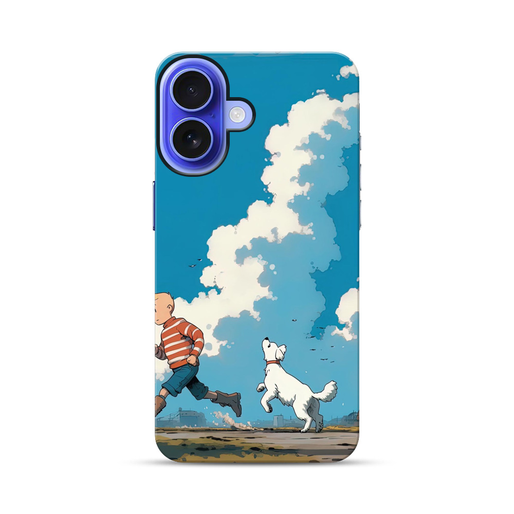 青空と電車の前の少年 iPhone 17オリジナル耐衝撃ケース