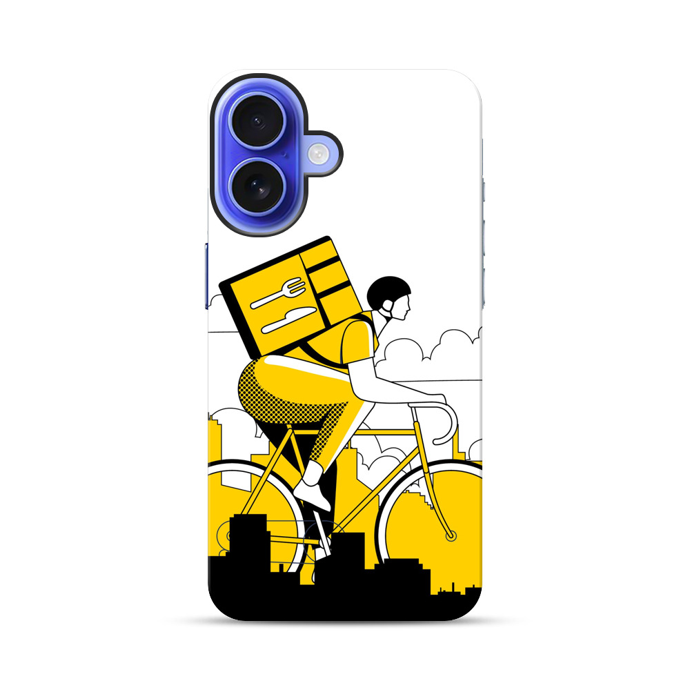配達員が自転車で配達するシルエット iPhone 17オリジナル耐衝撃ケース