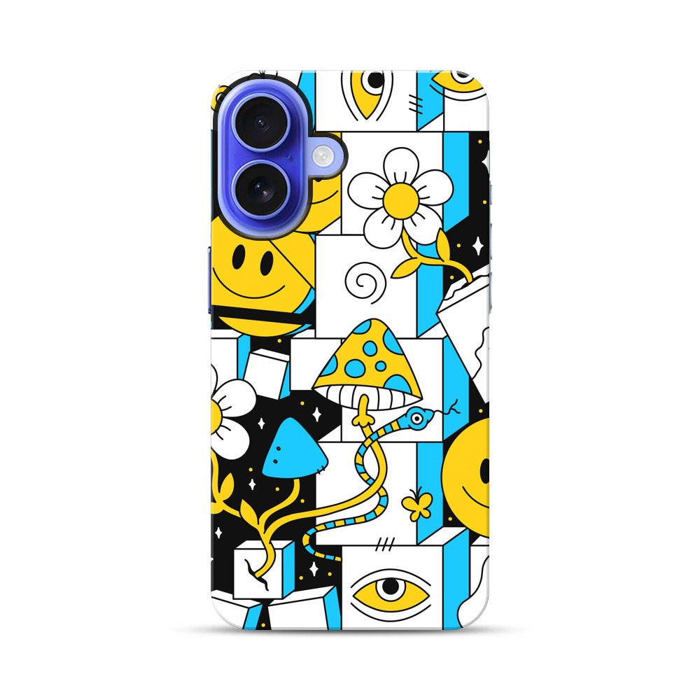 カラフルな抽象パターン iPhone 17オリジナル耐衝撃ケース