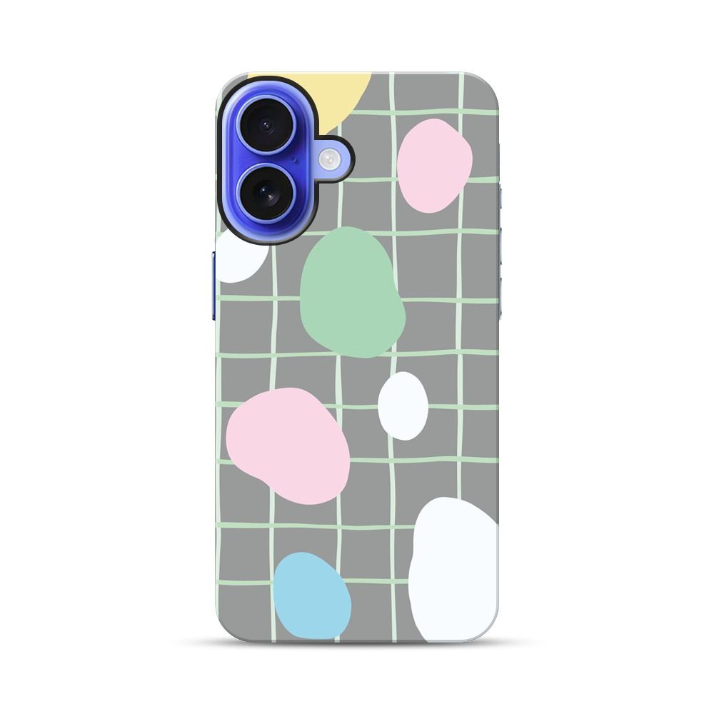 カラフルな抽象的な石とグリッドパターン iPhone 17オリジナル耐衝撃ケース