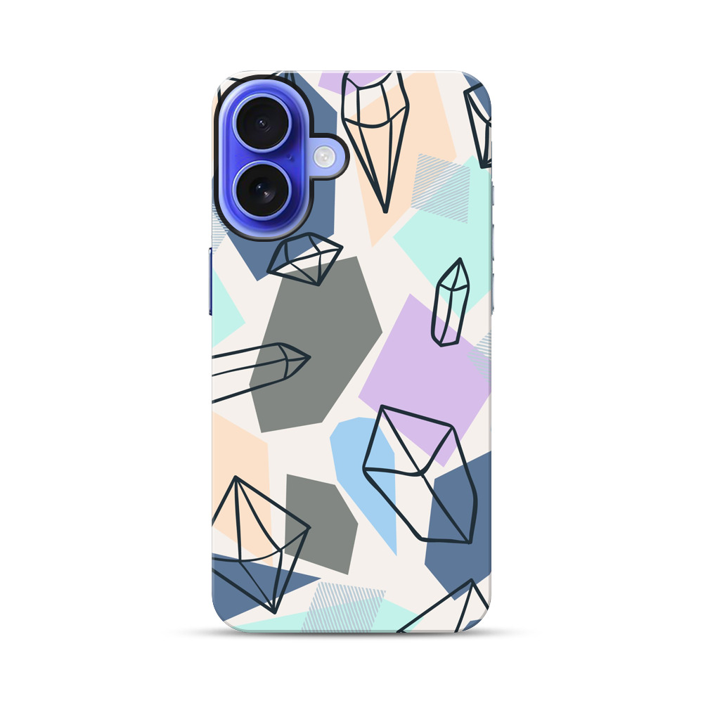 カラフルな幾何学クリスタルパターン iPhone 17オリジナル耐衝撃ケース