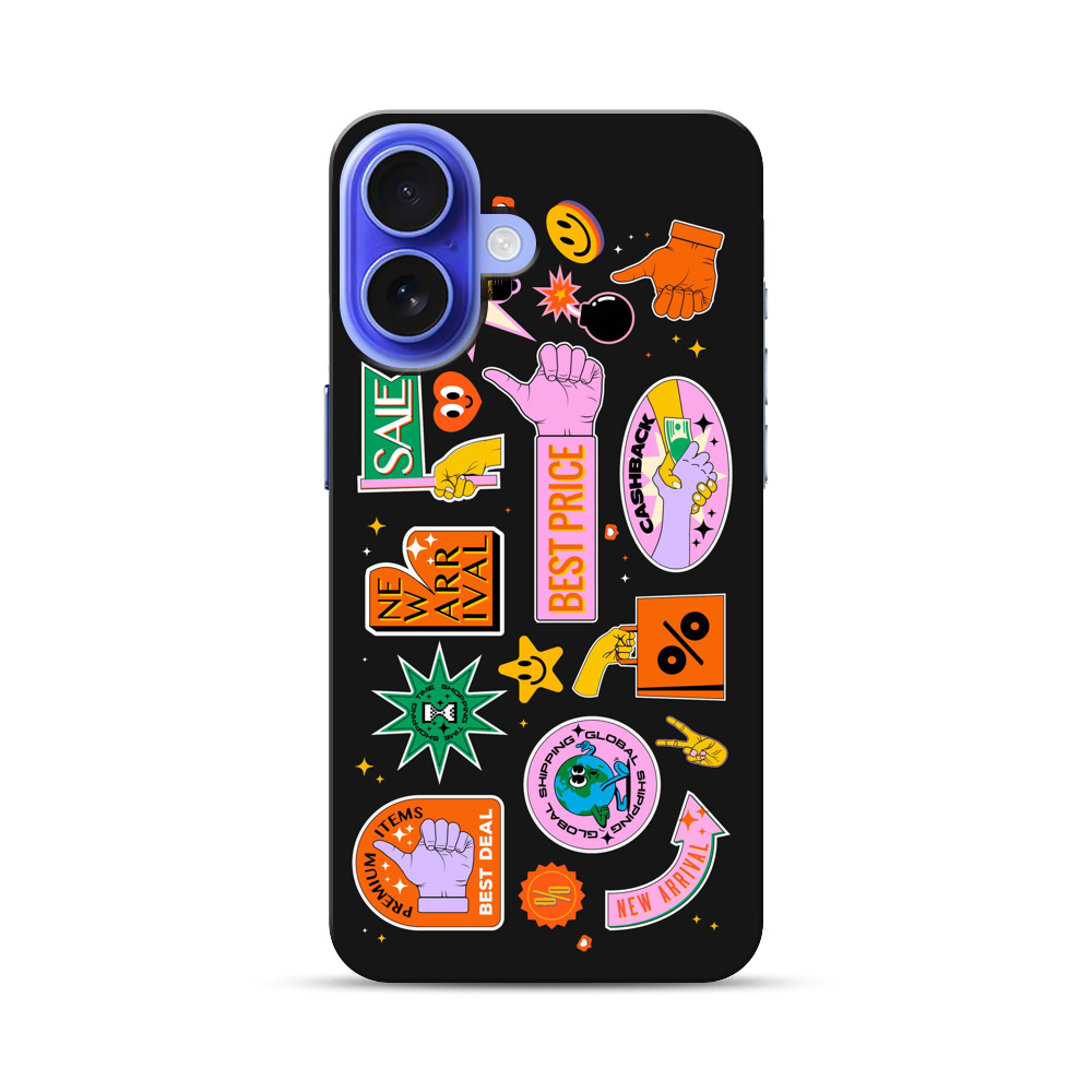 カラフルなセールアイコンのコラージュ iPhone 17オリジナル耐衝撃ケース