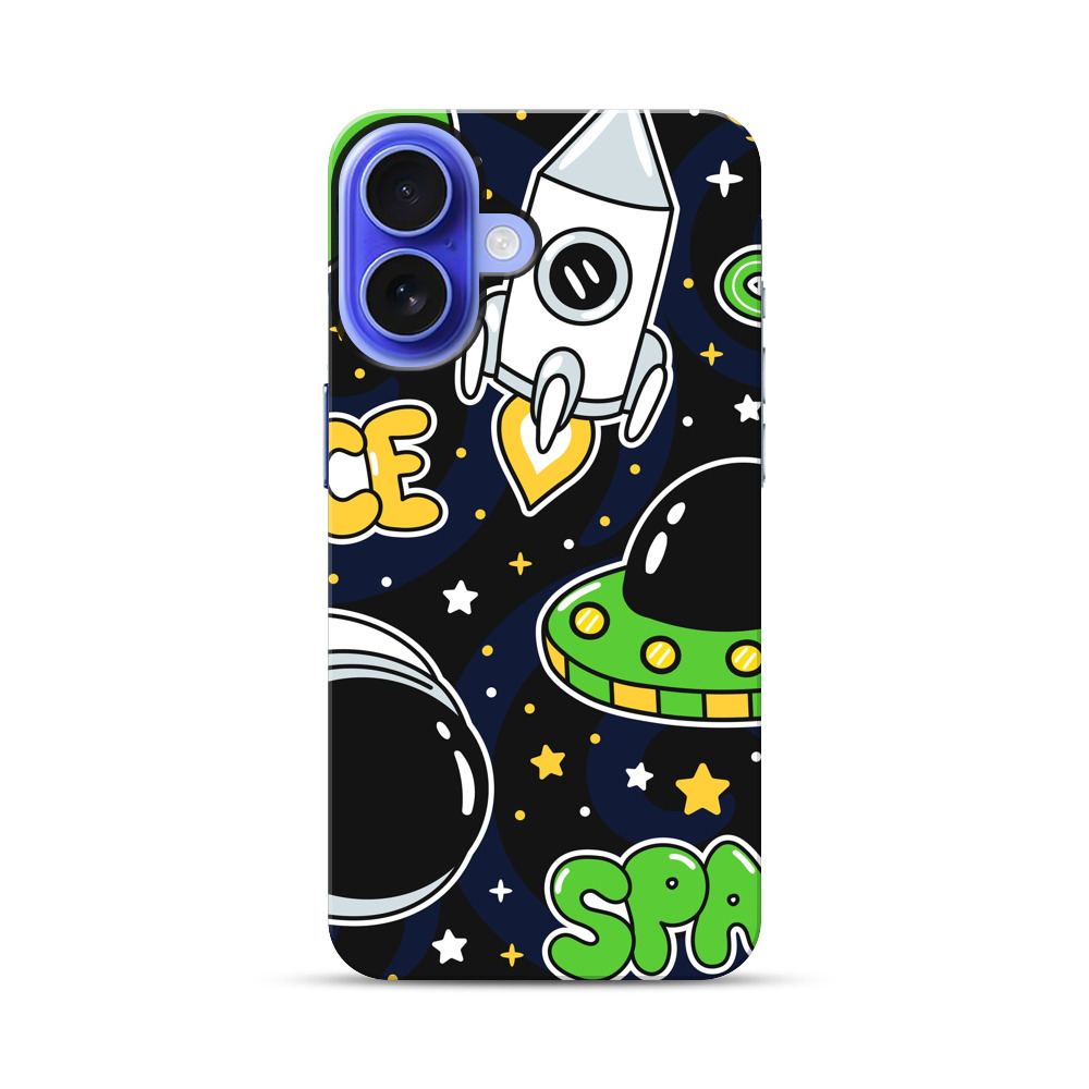 かわいい宇宙と宇宙人のイラスト iPhone 17オリジナル耐衝撃ケース
