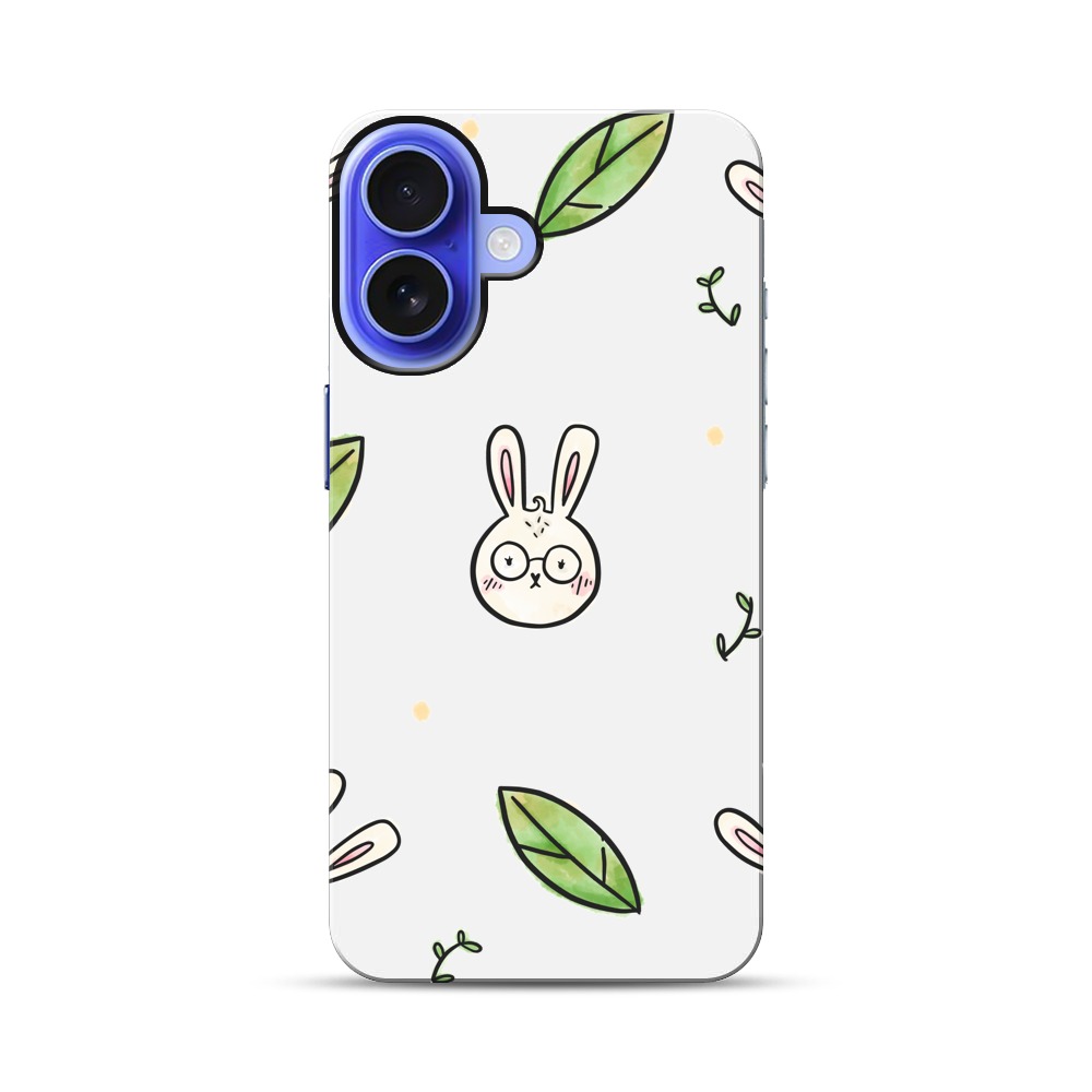 かわいいウサギと葉っぱ iPhone 17オリジナル耐衝撃ケース