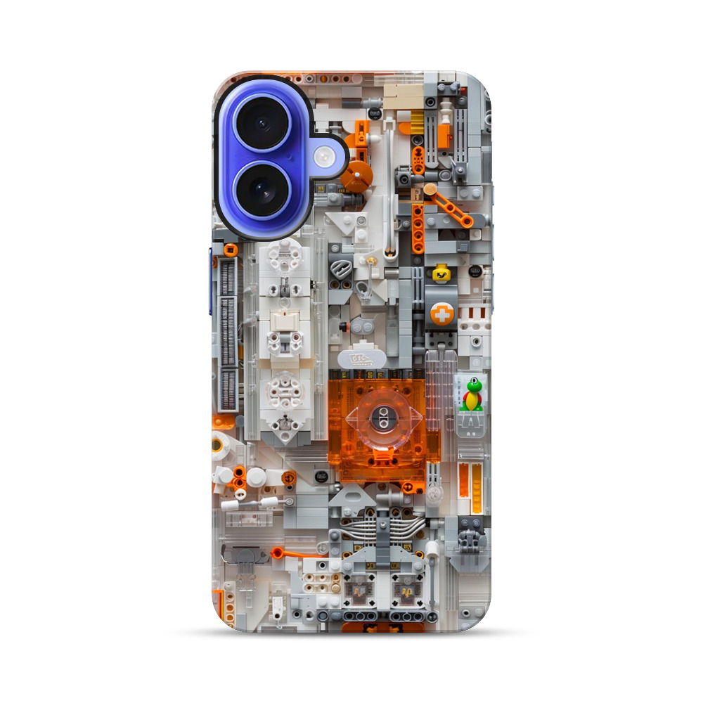 レゴのオレンジ白モザイク iPhone 17オリジナル耐衝撃ケース