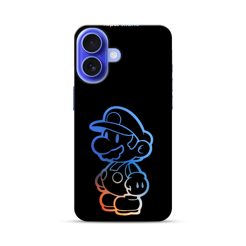 青色マリオシルエット iPhone 17オリジナル耐衝撃ケース