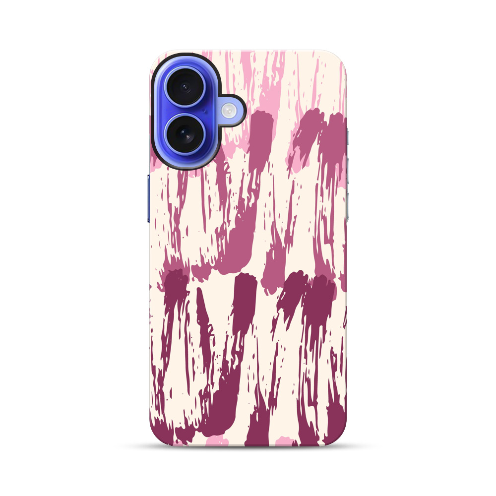 ピンクの抽象ブラシストローク模様 iPhone 17オリジナル耐衝撃ケース