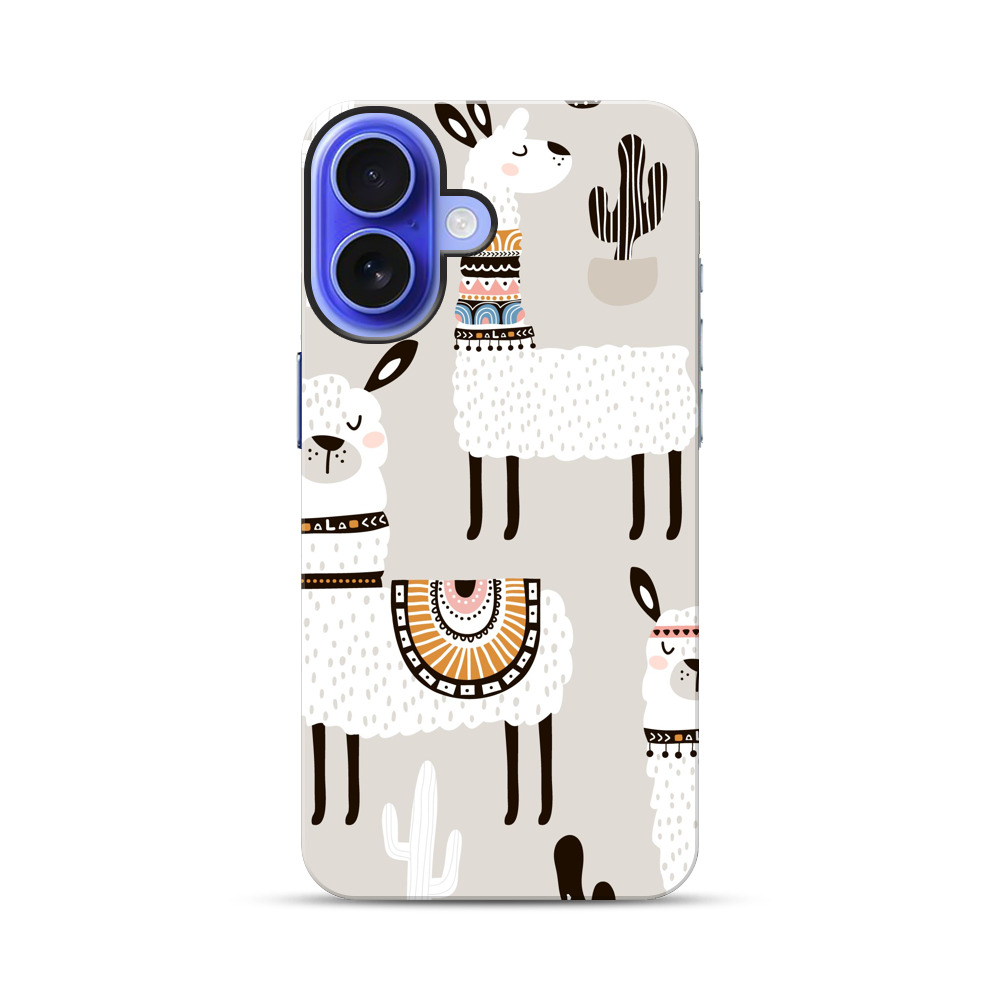 ラマとサボテンの模様 iPhone 17オリジナル耐衝撃ケース