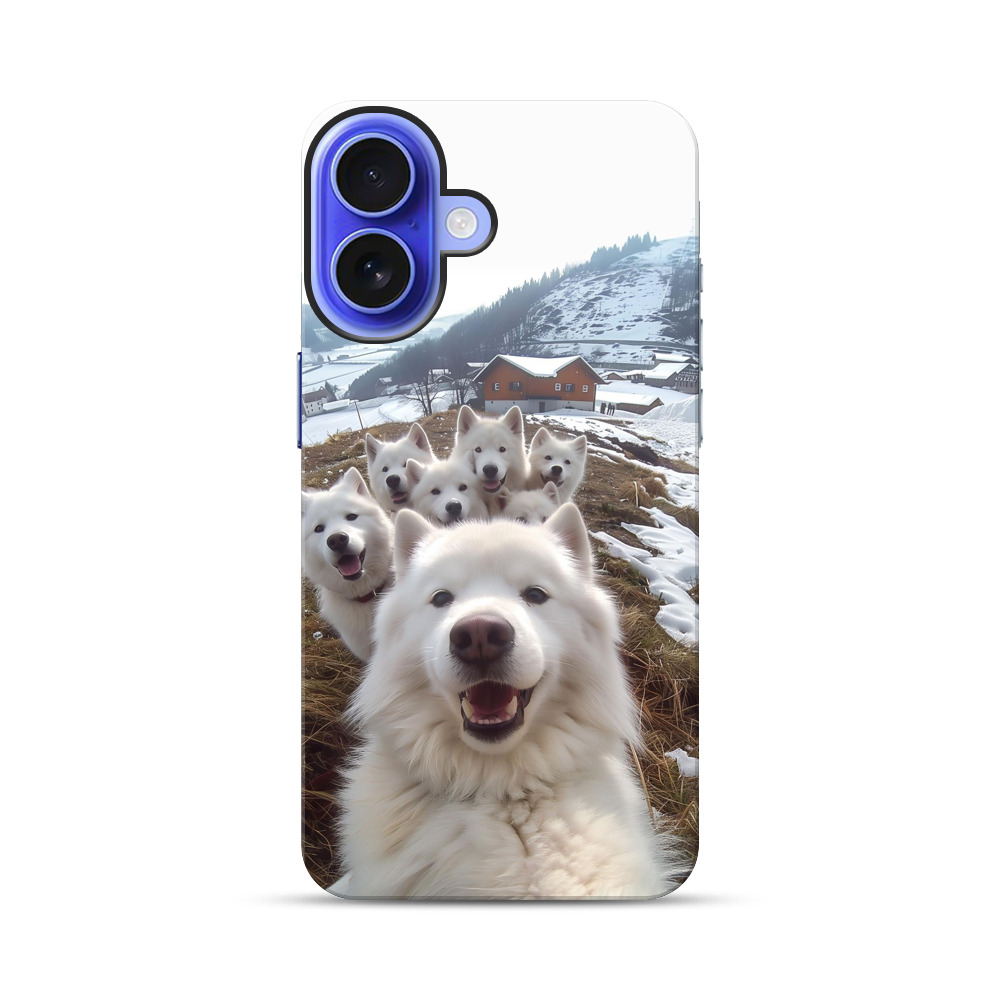 雪山のサモエド犬たちの群れ iPhone 17オリジナル耐衝撃ケース