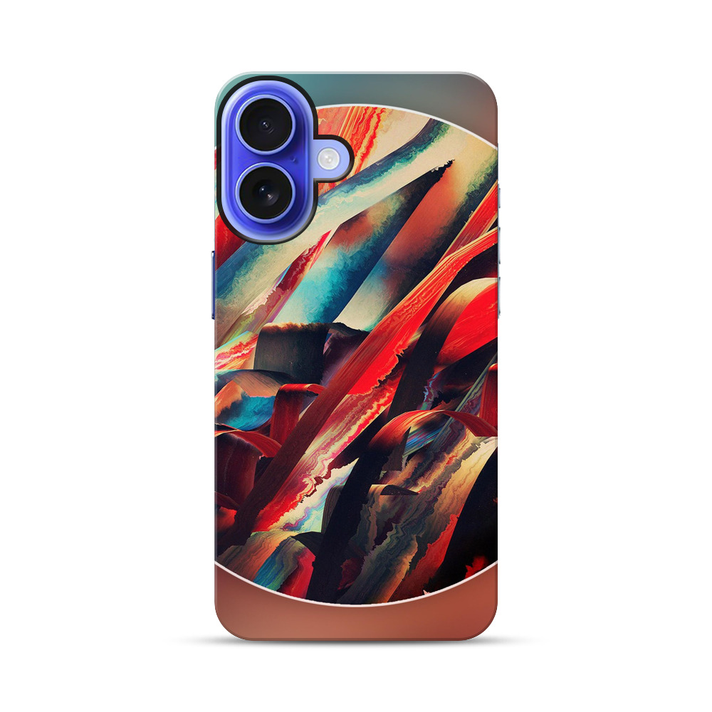 鮮やかな赤青抽象アート iPhone 17オリジナル耐衝撃ケース