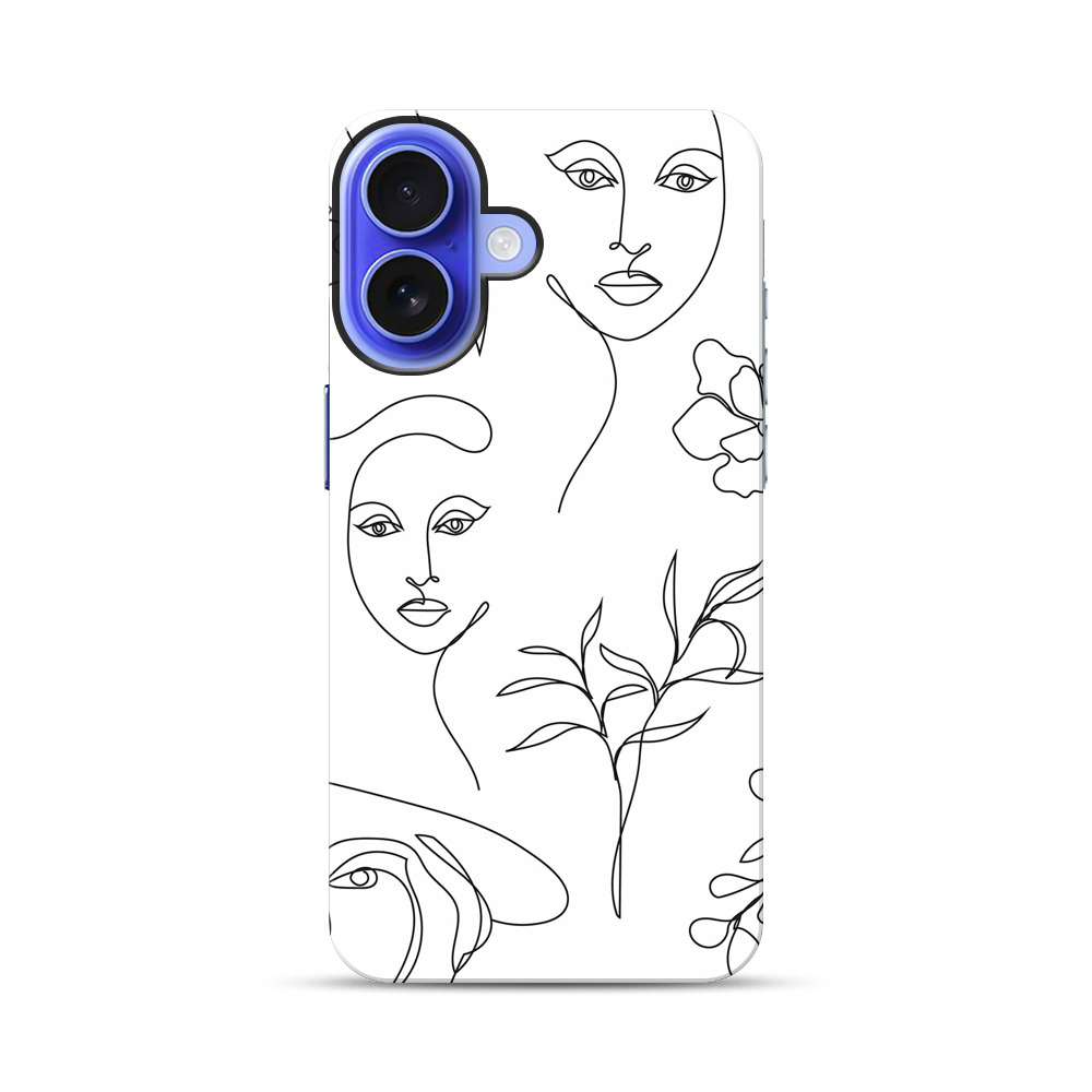 シンプルな線描画の女性と植物 iPhone 17オリジナル耐衝撃ケース