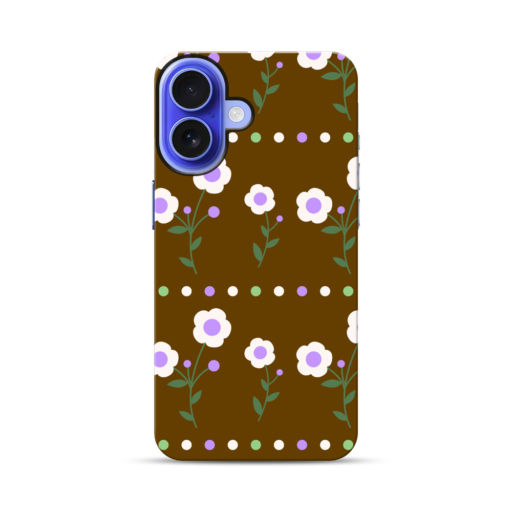 白と紫の花柄パターン iPhone 17オリジナル耐衝撃ケース