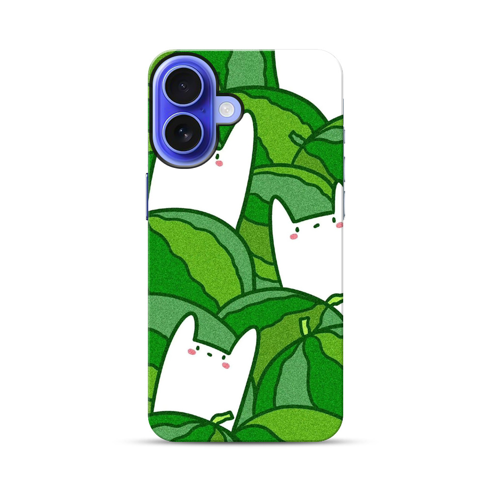スイカと白い猫 iPhone 17オリジナル耐衝撃ケース
