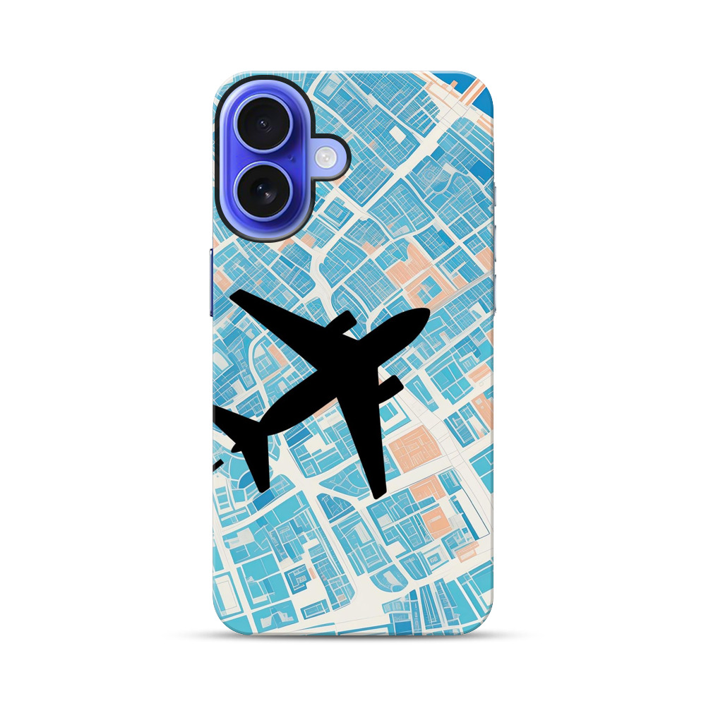 都市地図と飛行機 iPhone 17オリジナル耐衝撃ケース