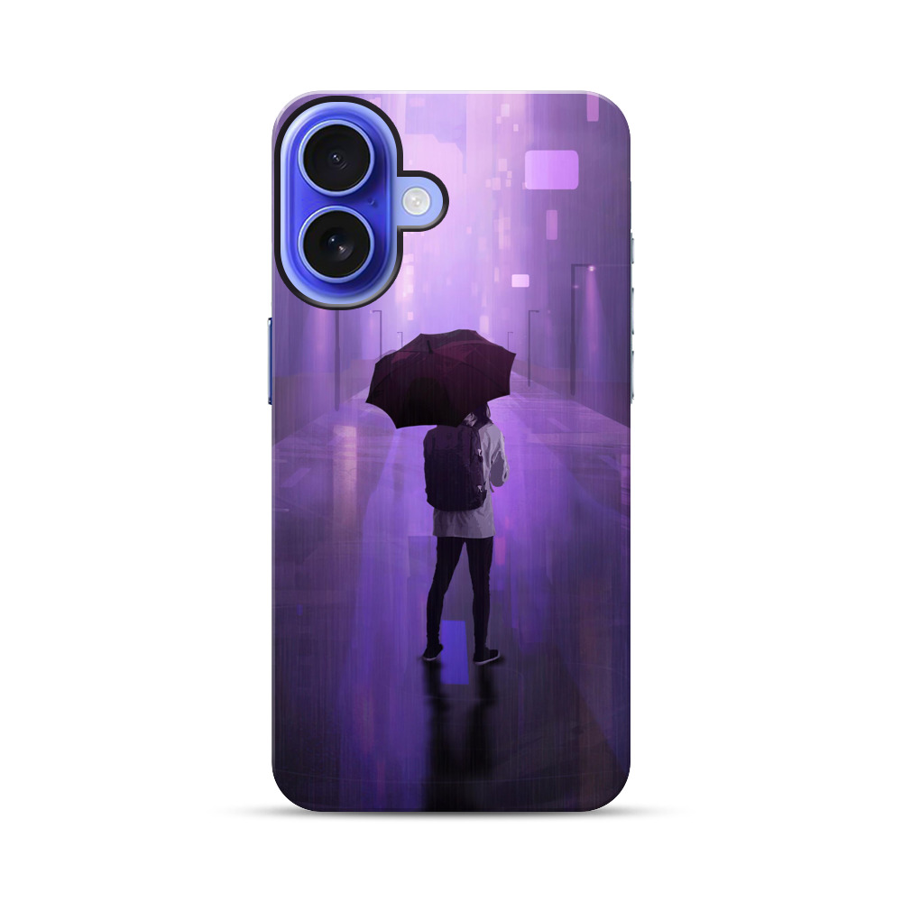 夜の雨と傘の人 iPhone 17オリジナル耐衝撃ケース