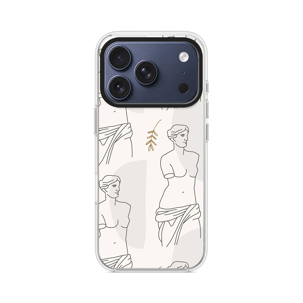 アートな女神の線画パターン iPhone 17 Proオリジナルケース