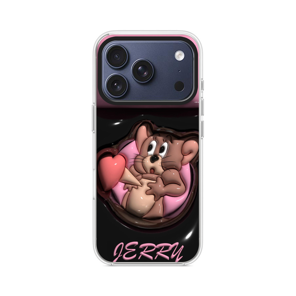 愛らしいネズミとハート iPhone 17 Proオリジナルケース