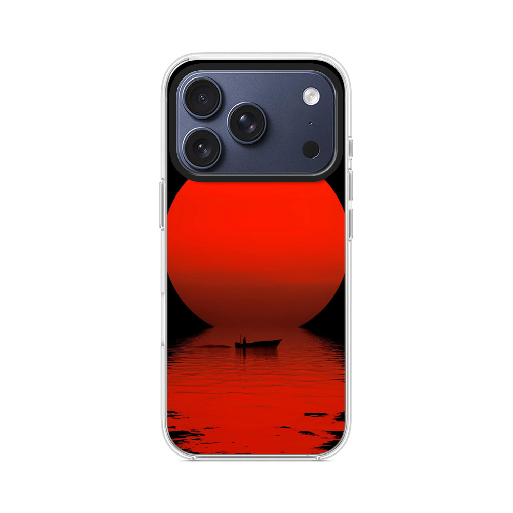 赤い太陽とボート iPhone 17 Proオリジナルケース