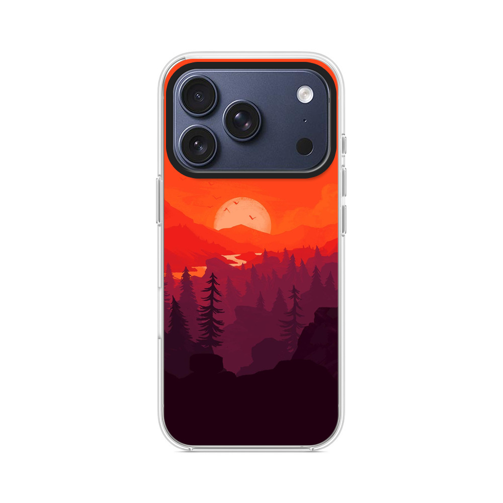 赤い夕日の登山シルエット iPhone 17 Proオリジナルケース